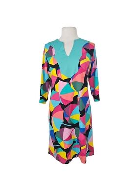 Tracy Negoshian "Jordan" Shift Dress In Sunshade Multicolor Prunt